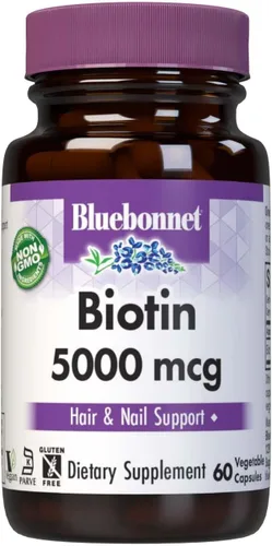 Vista 8 de Bluebonnet Nutrition Biotin 5000 mcg, soporte para el cabello y las uñas*, sin OMG, vegano, certificado Kosher, sin gluten, sin soja, sin lácteos