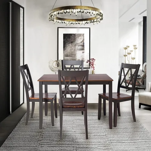 Vista 2 de Harper & Bright Designs Juego de mesa de comedor de 5 piezas, juegos de comedor para 4 personas, juego de mesa y sillas de cocina para el hogar