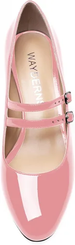 Vista 3 de WAYDERNS Mary Jane - Zapatos de tacón bajo y grueso con correa ajustable para mujer, 2 pulgadas