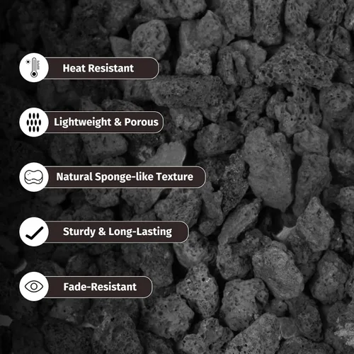 Vista 5 de GASPRO Pequeñas rocas de lava para hoguera, 10 libras, 0.2-0.5 pulgadas Negro