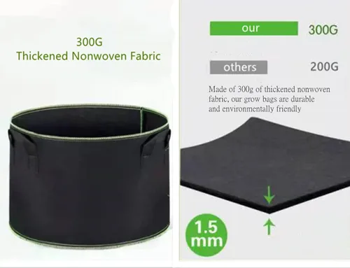 Vista 3 de Niurui Paquete de 5 bolsas de cultivo de 5 galones, 10.58 oz de tela no tejida gruesa para plantas con asas, para entrenamiento de plantas de bajo