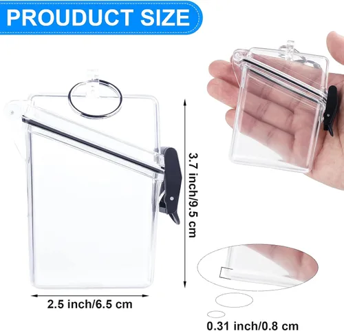 Vista 8 de URATOT Paquete de 4 portatarjetas impermeables transparentes y seguros con cordón para tarjetas, monedas y dinero, caja seca resistente y duradera