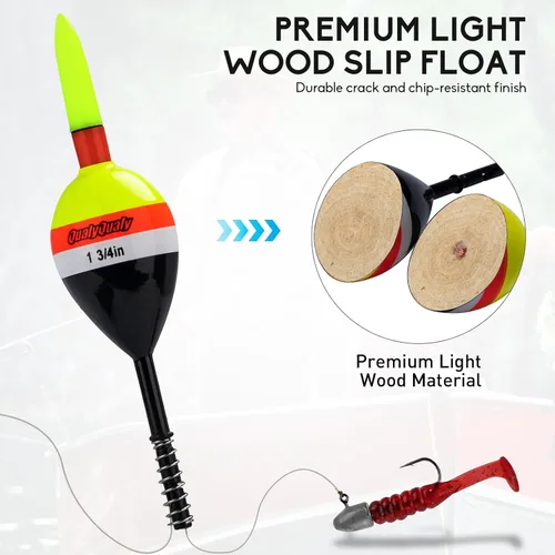 Vista 3 de QualyQualy 4 piezas de flotadores de pesca con luces deslizantes que brillan en la oscuridad, flotador de resorte para pesca de crappie y walleyes