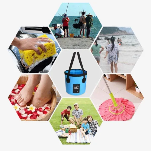 Vista 9 de Cubo plegable, cubo plegable portátil de 5 galones para pesca, camping, viajes, senderismo