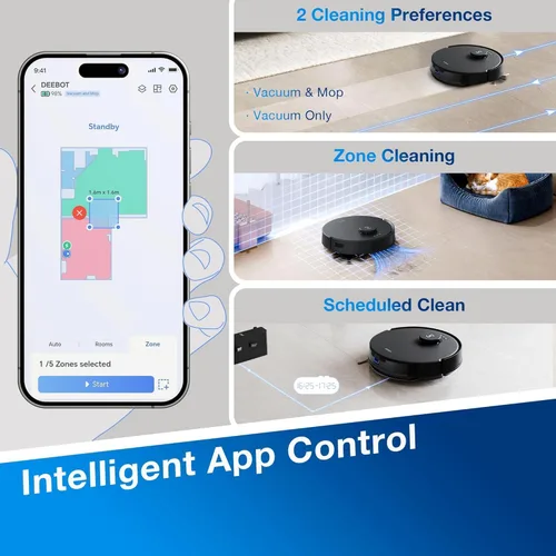 Vista 6 de ECOVACS DEEBOT N20 - Robot Aspirador y Trapeador, 8000Pa de Succión Fuerte, Cepillo Antienredos, 300 Minutos de Tiempo de Funcionamiento