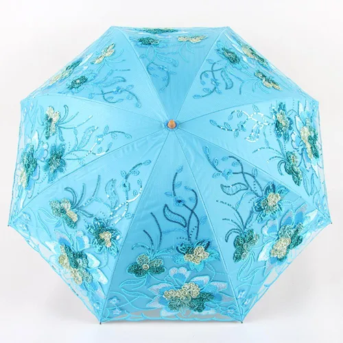 Vista 2 de Honeystore - Sombrilla para boda, con encaje solar, 2 pliegues, diseño de flores 3D, color blanco