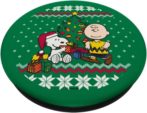 Vista 2 de Peanuts Snoopy Holiday Presents PopSockets - Agarre y soporte para teléfonos y tabletas