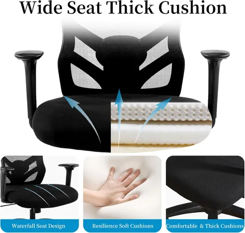 Vista 4 de YFO Silla de oficina grande y alta, 500 libras, silla ergonómica de malla