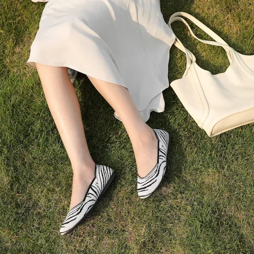 Vista 2 de Bacia Zapatos planos para mujer, zapatos de ballet de punto, zapatos de vestir, zapatos planos para caminar, zapatos de trabajo casuales