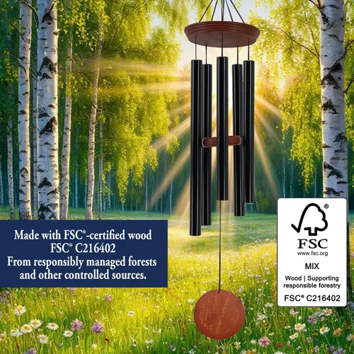 Vista 4 de Campanillas de viento para exteriores, campanillas de viento al aire libre para madre y abuela - Gran decoración colgante de jardín con grabado