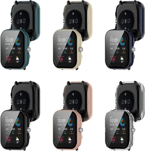 Vista 3 de Funda rígida de policarbonato compatible con Amazfit GTS 4 Mini con protector de pantalla de vidrio templado, resistente a los impactos y a prueba 6