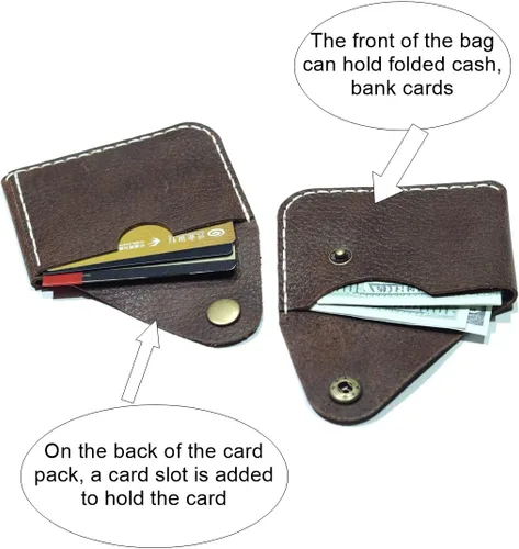 Vista 55 de Leather Card Holder Wallet, Compact Design with Slots for Cards and Cash (light brown)