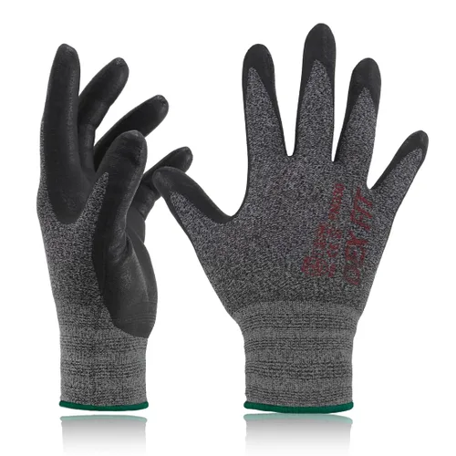 Vista 27 de DEX FIT FN330 - Guantes de trabajo de nitrilo, ajuste elástico 3D, agarre potente, táctil inteligente, recubierto de espuma resistente, fino