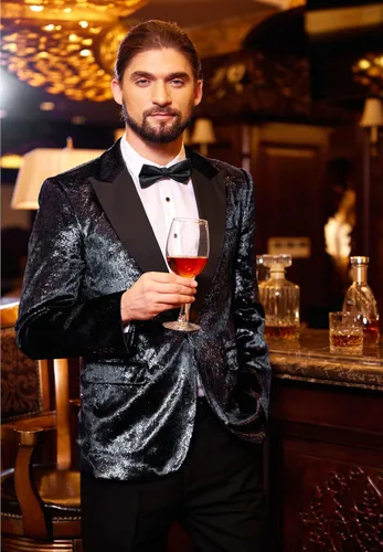 Vista 2 de COOFANDY Chaqueta de terciopelo brillante para hombre, chaqueta de esmoquin con lentejuelas para graduación, cena, fiesta, boda, Oro