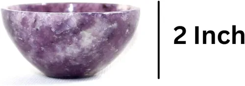 Vista 2 de Cuenco de piedras preciosas de amatista azabache (aproximadamente 2 pulgadas) – Mini cuenco decorativo de cristal morado natural