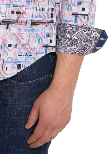 Vista 3 de Robert Graham Camisa tejida de manga larga con botones Kenton para hombre