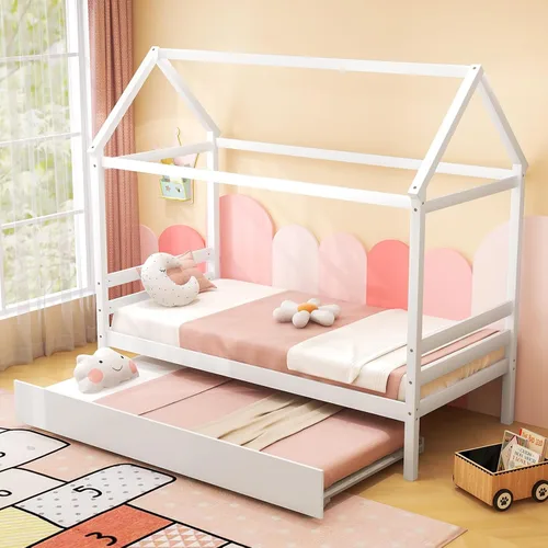 Vista 12 de KOMFOTT Cama de madera de tamaño individual con 2 cajones, marco de cama de madera con almacenamiento en cubos y rieles de valla, plataforma de Gris