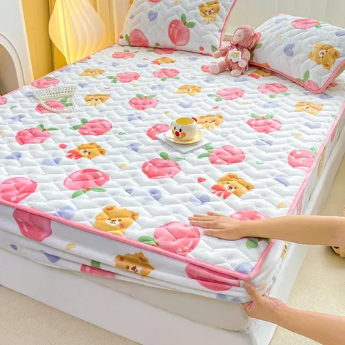 Vista 31 de Juego de sábanas bajeras extra largas tamaño King de 3 piezas con 2 fundas de almohada, forro polar de leche, suave para arrugas y antidecoloración
