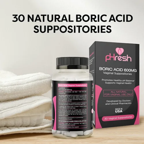 Vista 5 de pHresh Supositorios de ácido bórico para mujeres, supositorios para el uso de olores, el cuidado femenino natural apoya la salud vaginal y promueve