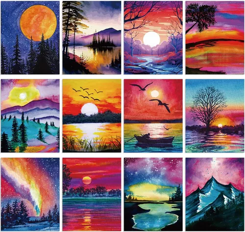 Vista 27 de Sherr 12 lienzos predibujados preimpresos para adultos, para sorber y pintar, lienzos de fiesta, kit de pintura para verano, Pascua, Día de la Madre
