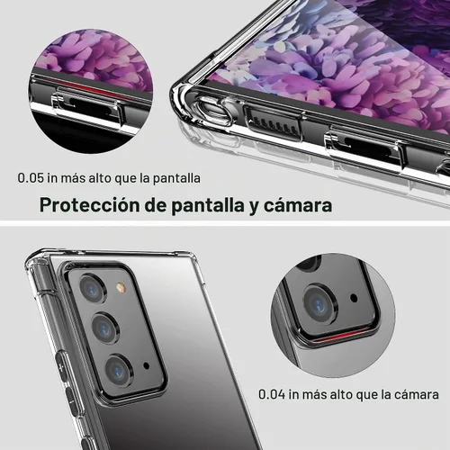 Vista 4 de KIOMY Funda transparente para Samsung Galaxy Note 20, esquinas de bolsa de aire, a prueba de golpes, funda protectora para teléfono, diseño híbrido