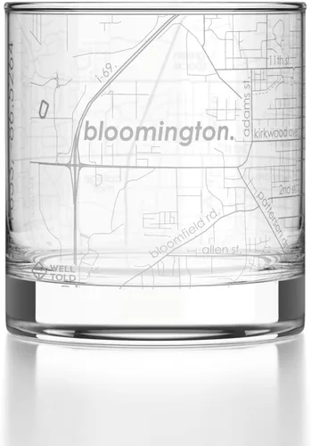 Vista 108 de Well Told Vaso de rocas grabado con mapa de Akron, Ohio, cristalería estilo antiguo (325ml, transparente) Vaso de bourbon grabado, regalos