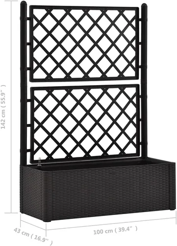 Vista 8 de Cama elevada de jardín con enrejado y sistema de riego automático, antracita, cama de jardín elevada, soporte de maceta elevado con estantes