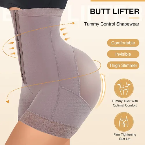 Vista 4 de FeelinGirl - Fajas Colombianas con control de abdomen para mujer cintura alta moldeador de glúteos pantalones cortos de muslos más delgados