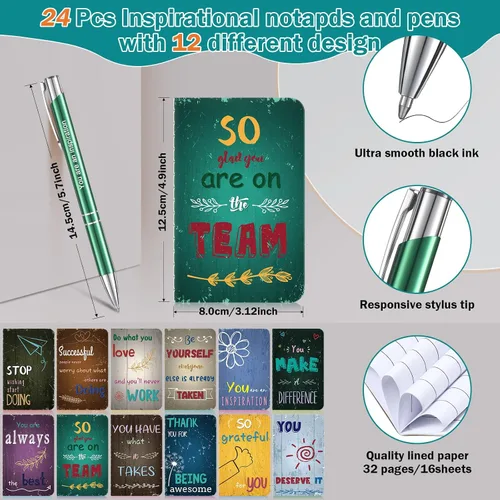 Vista 2 de Pasimy Juego de 48 piezas de regalo inspirador, mini cuadernos motivacionales, bolígrafos con versículos de la Biblia, bloc de notas inspiradoras