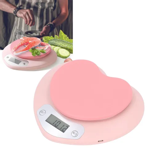 Vista 2 de Báscula digital de cocina 0.04 oz Precisión 11.0 lbs recargable en forma de corazón portátil para hornear, formulación de medicamentos, uso