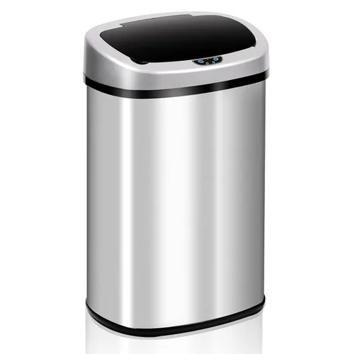 Vista 10 de Dkeli Cubo de basura automático de 13 galones con sensor de movimiento sin tacto, basurero de cocina de acero inoxidable con tapa, basurero de alta