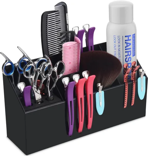 Vista 10 de Noverlife - Caja organizadora profesional para tijeras de barbero, organizador de almacenamiento para tijeras de peluquería de salón, peines, clips