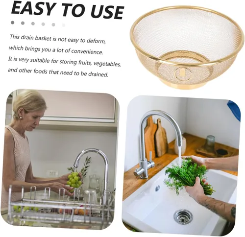 Vista 7 de Toyvian Colador de malla fina de acero inoxidable para lavado de arroz y drenaje de verduras, colador de cocina con malla ultrafina para tamizar