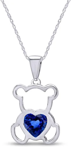 Vista 36 de Collar con colgante de oso de peluche con piedra natal para mujer Simulated Alexandrite