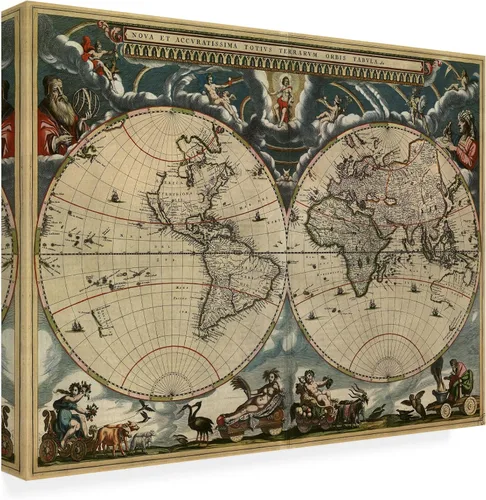 Vista 7 de Mapa del mundo 1684 de Vintage Lavoie, 14x19 pulgadas