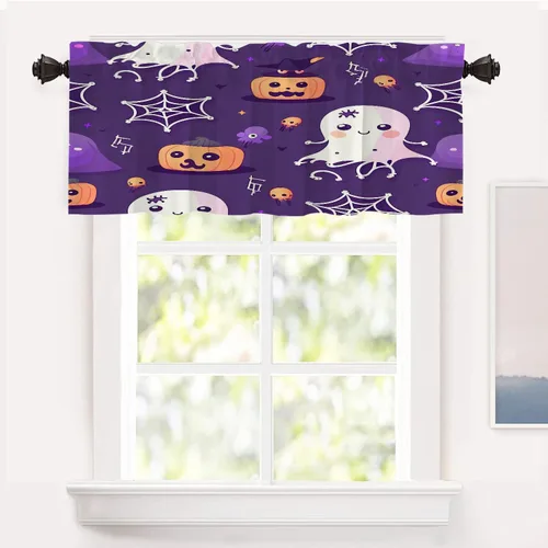 Vista 43 de Shrahala Orange Autumn Autumn Blackout Curtain Tiers, Fall Kitchen Valance Light Blocking Tier Drapes with Rod Pocket, 2 Pack 26 X 24 in