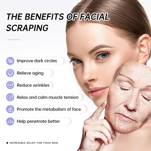 Vista 4 de Gua Sha de acero inoxidable - Gua Sha de metal, herramientas faciales de Gua Sha de acero inoxidable, tratamiento facial corporal, reduce