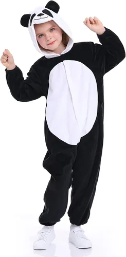 Vista 3 de Disfraz unisex de animales para niños, pijama de animales con capucha de felpa, para Halloween, carnaval, animal, para niños y niñas