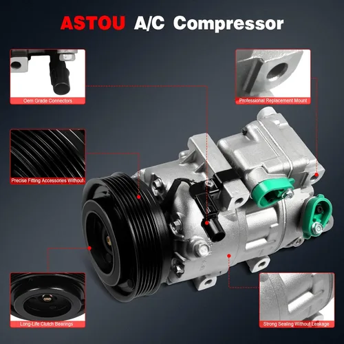 Vista 4 de Compresor compatible con para Hyundai para Azera 3.3L 2007-2011 para Hyundai para Santa Fe 2.7L 3.3L 3.5L 2007-2012 Compresor de aire acondicionado