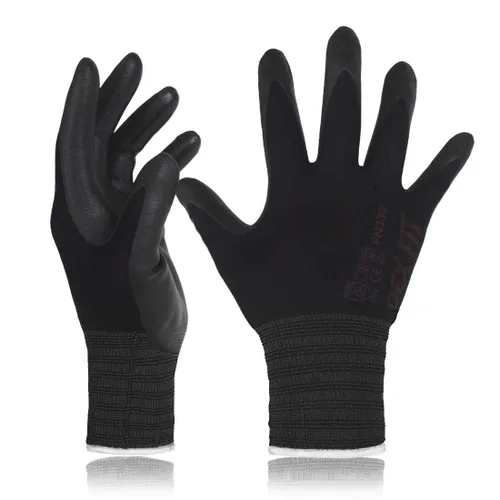 Vista 16 de DEX FIT FN330 - Guantes de trabajo de nitrilo, ajuste elástico 3D, agarre potente, táctil inteligente, recubierto de espuma resistente, fino