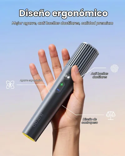 Vista 7 de Ikarao Micrófono inalámbrico con receptor de doble canal y estuche de almacenamiento autolimpiante UV, 2 micrófonos dinámicos de mano, batería de 20