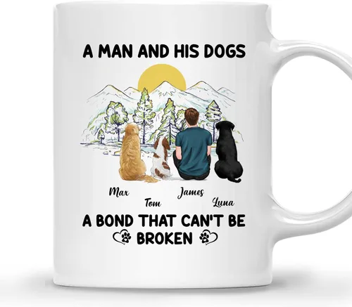 Vista 13 de Gossby Taza personalizada con texto en inglés «A Boy and His Dog», regalo personalizado para dueños de perros y hombres con diseño, nombre, razas