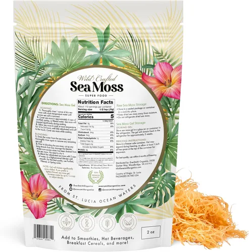 Vista 8 de EverSmith Organics Musgo marino irlandés silvestre de Santa Lucía Hace gel de 160 onzas Superalimento dorado crudo Musgo marino seco