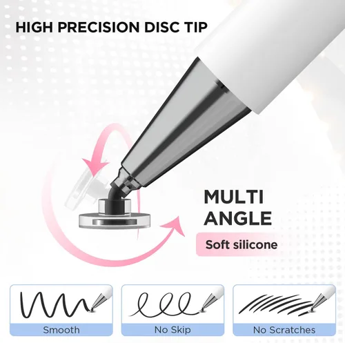 Vista 5 de Lápiz para Tablet, Lápiz Stylus con Punta de Disco Capacitiva y Tapa Magnética Compatible con Todas las Pantallas Táctiles, Lápices para Apple iPad