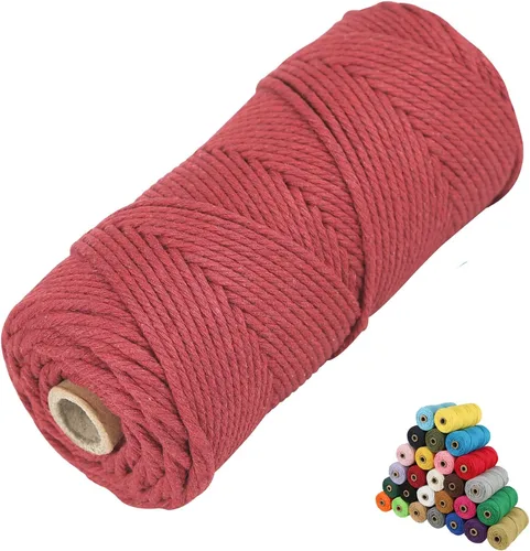 Vista 28 de Cordón de algodón para macramé, hilo torcido de 4 capas, cuerda de algodón natural, suministros perfectos de macramé, para hacer soportes colgantes