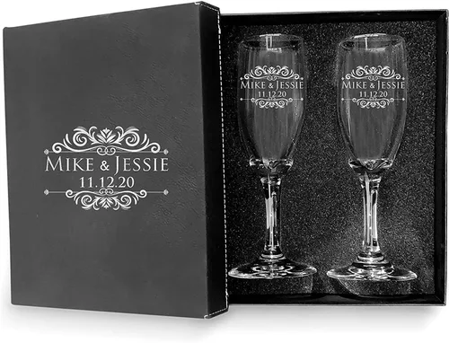 Vista 7 de Juego de 2 copas de champán para dama de honor, copas de champán personalizadas para damas de honor, copas de champán para damas de honor
