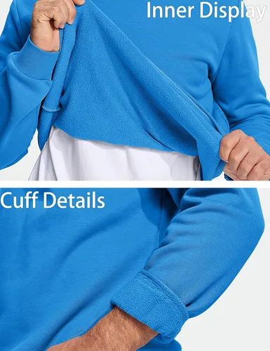 Vista 33 de MAGCOMSEN Sudadera de cuello redondo para hombre de manga larga casual cálida de forro polar