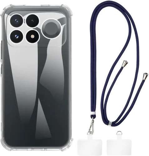 Vista 8 de Funda y cordón para Redmi K100 Pro Max 5G - transparente+negro Juego de 6.9 pulgadas que incluye funda protectora y correa desmontable para el Funda