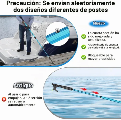 Vista 6 de SANLIKE Telescopic Boat Hook Luminous Extendable Marine Docking Pole Gaff Azul