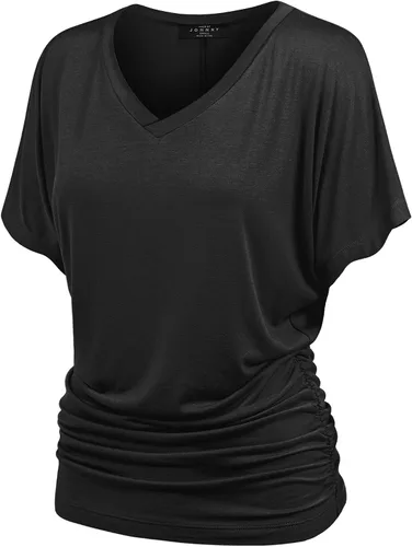 Vista 25 de Made By Johnny Camiseta de manga corta Dolman con cuello barco y dobladillo curvado para mujer, ajuste holgado Wt1037_aqua
